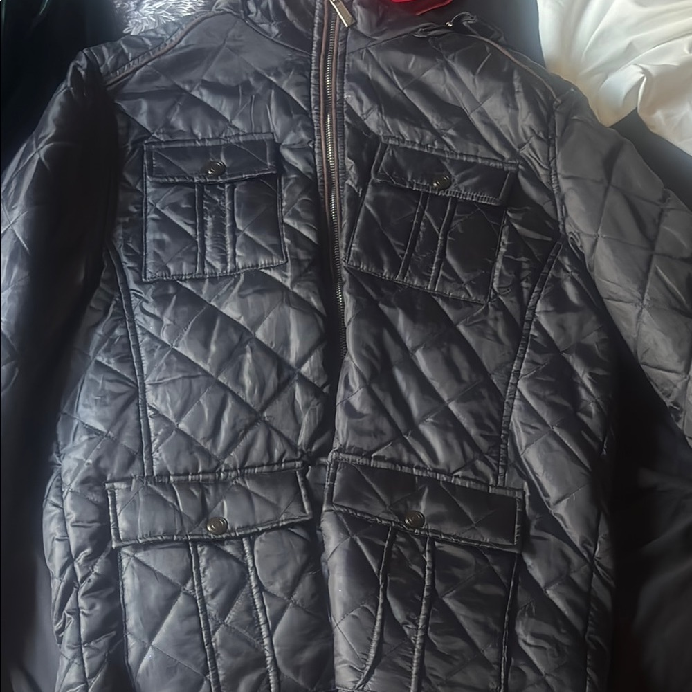 Black Quilted Puffer Jacket with Glossy Finish